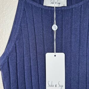 Sadie & Sage Navy Ribbed Knit Top